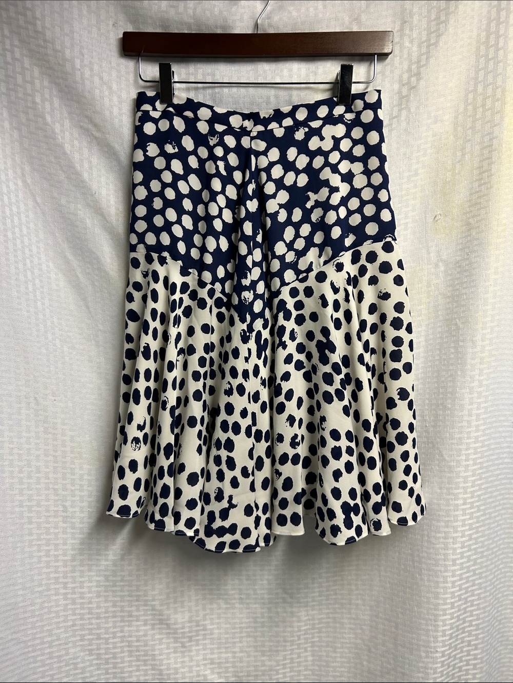 Rebecca Minkoff Navy and White Polka Dot Circle Skirt